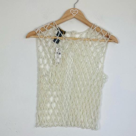 Anthropologie Current Air white pearl beaded tank. One size. New with tags. - Picture 3 of 8